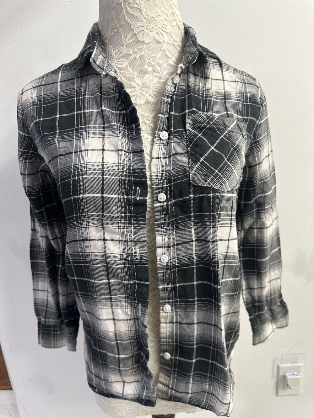H&M Black and White Plaid Kids Button-Up Shirt